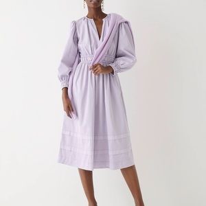 Long-sleeve smocked waist midi dress